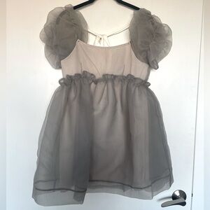 Grey Babydoll Mini Dress